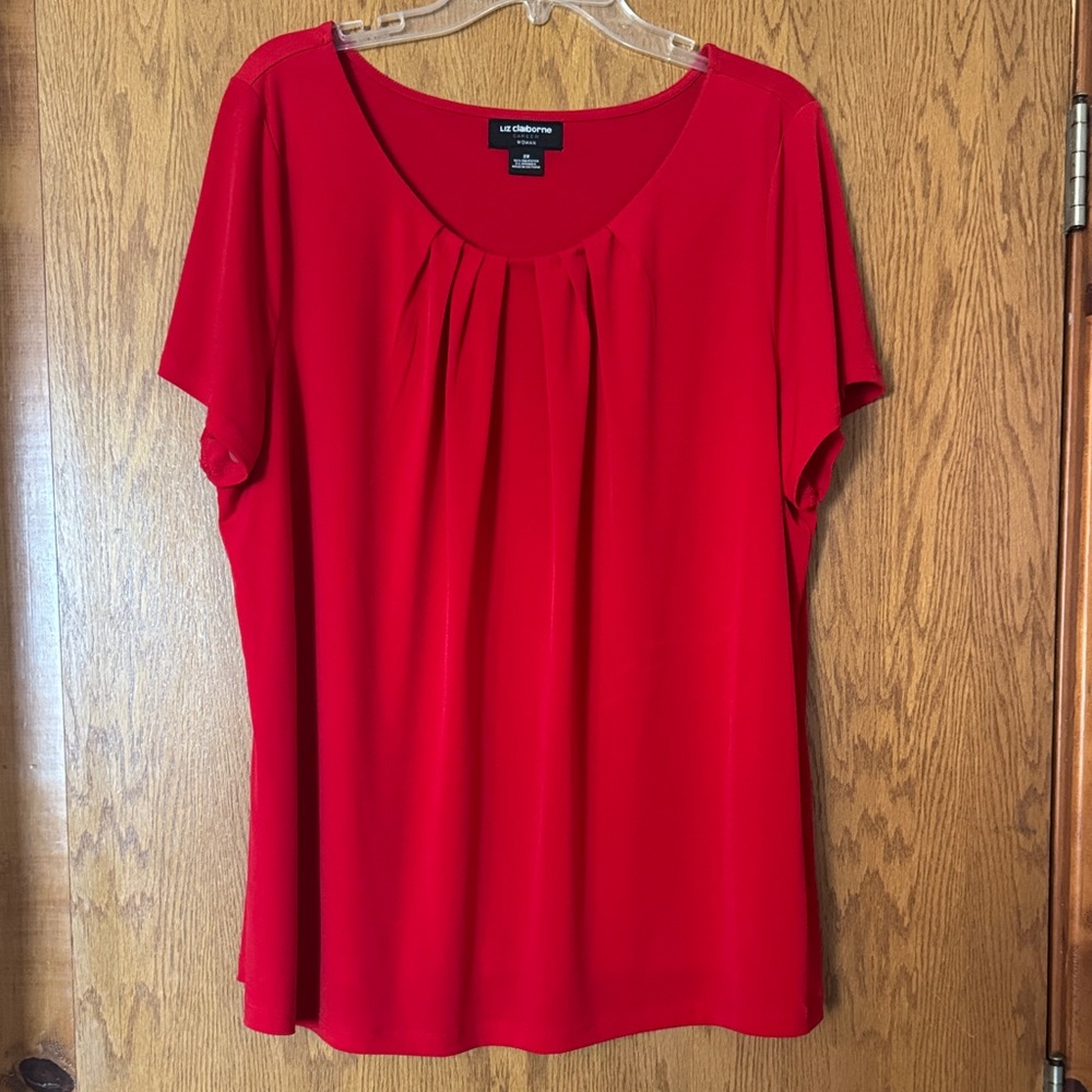 Liz Claiborne Vibrant Red Scoop Neck Blouse